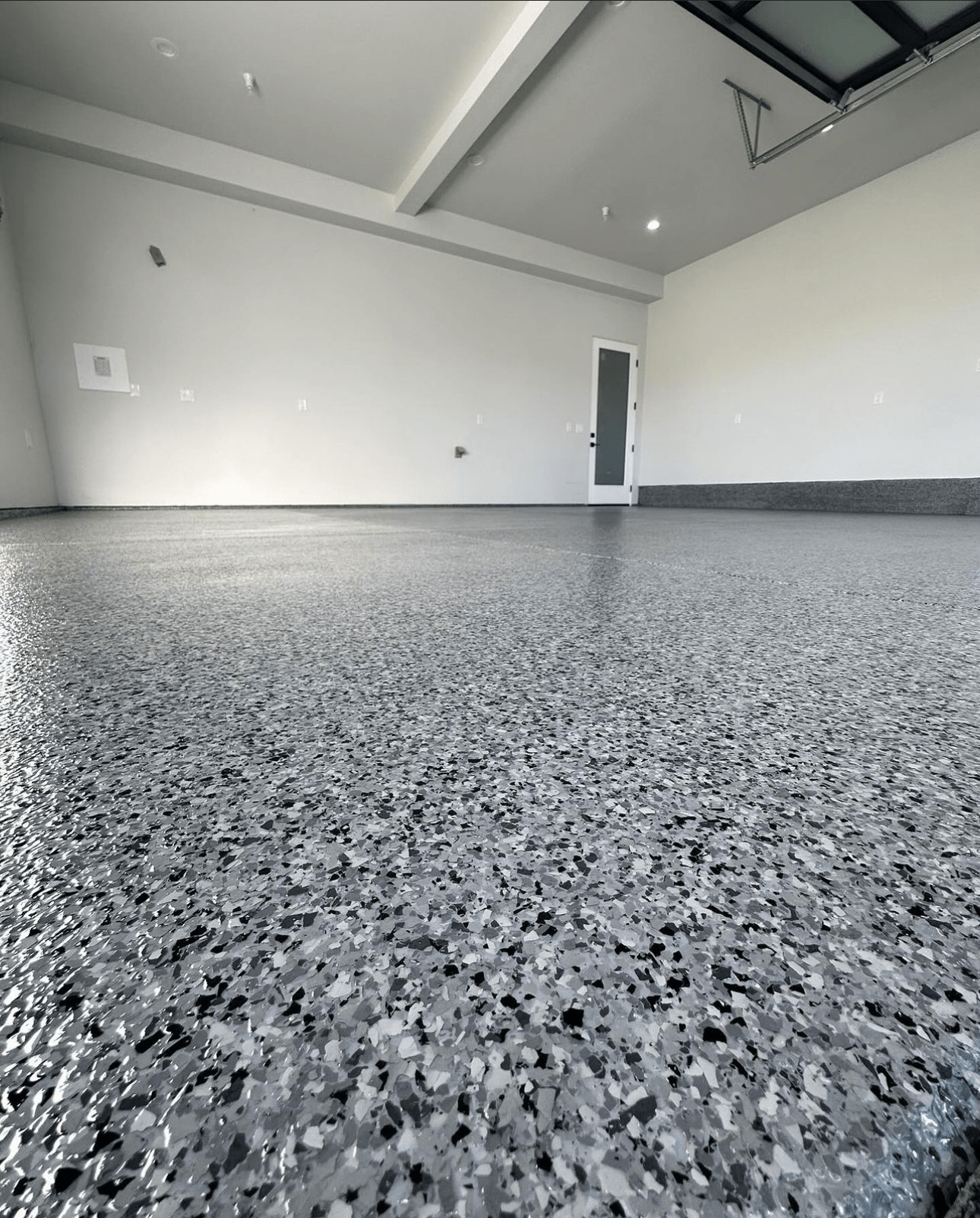 Gray flake garage coating